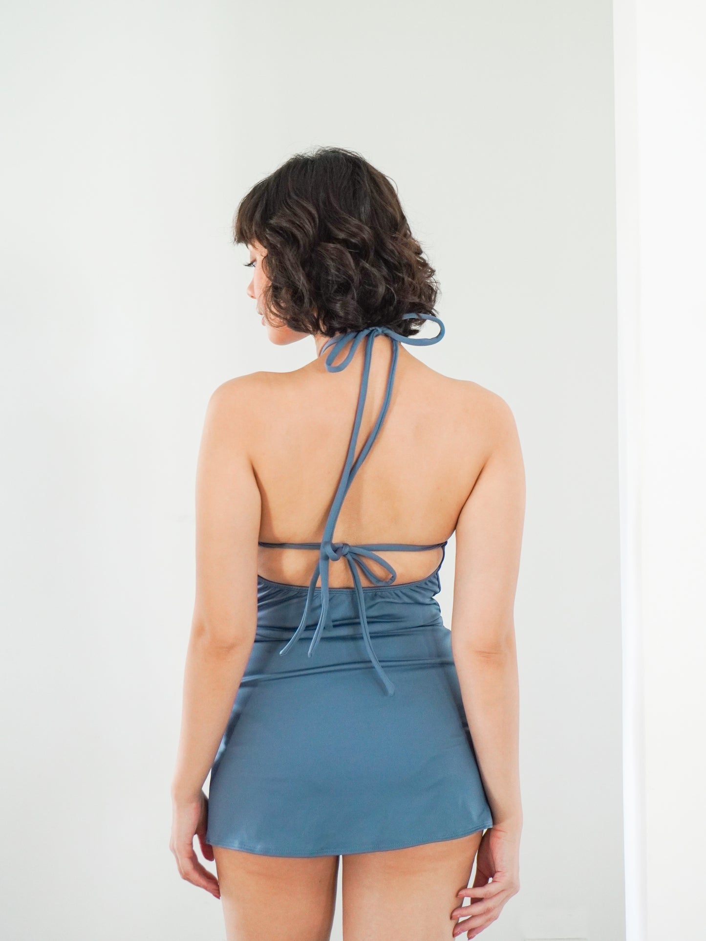 EDEN Full-piece swim dress / Steel Blue