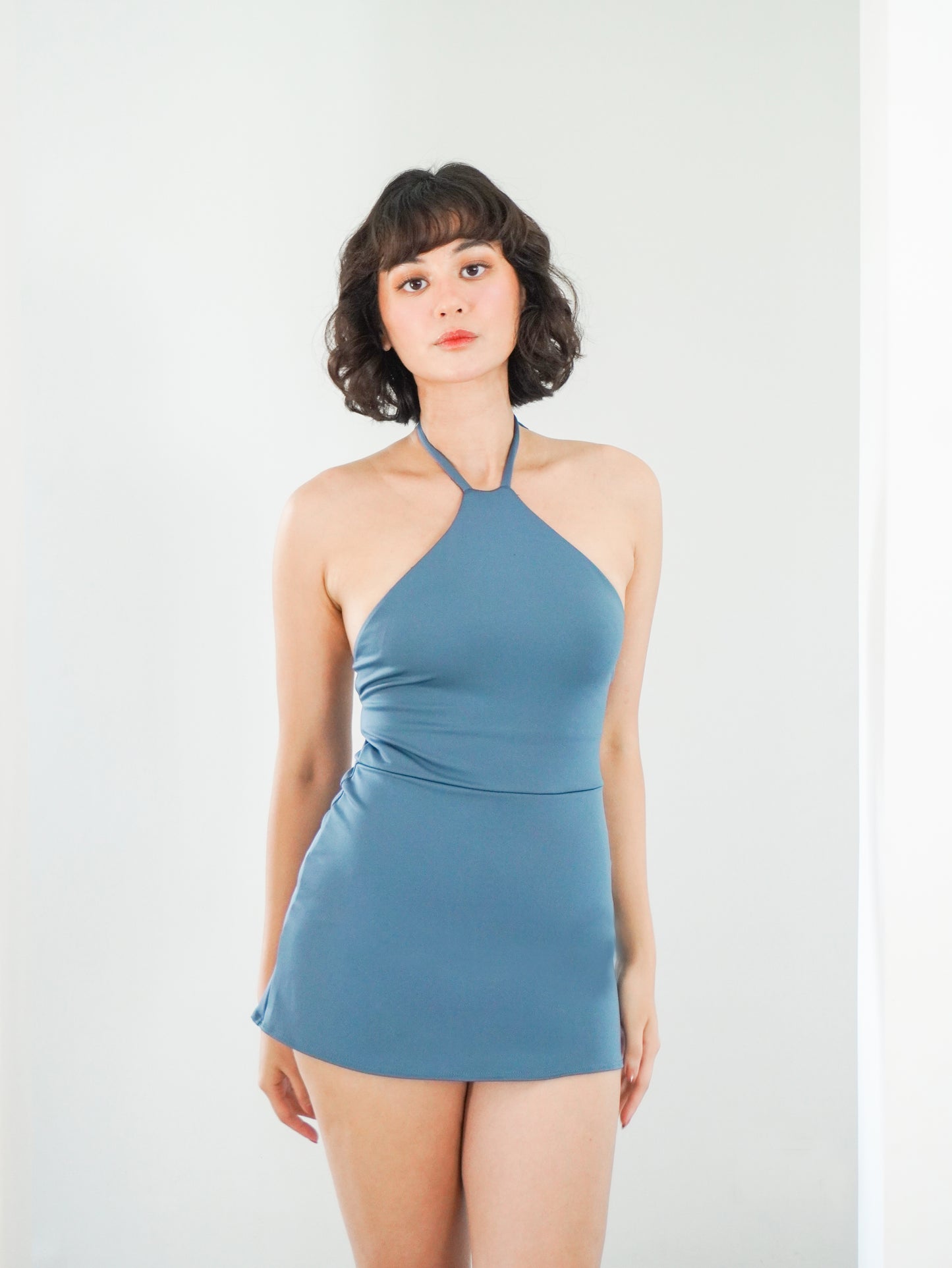 EDEN Full-piece swim dress / Steel Blue